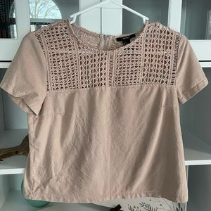 Suede Short Sleeve Shirt - Light Pink